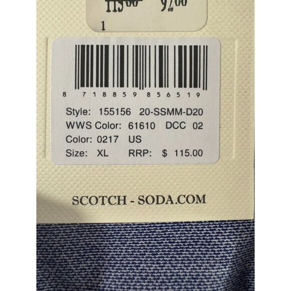 SCOTCH & SODA geometric pattern dress shirt size XL color Blue white NWT $115 - Picture 4 of 9